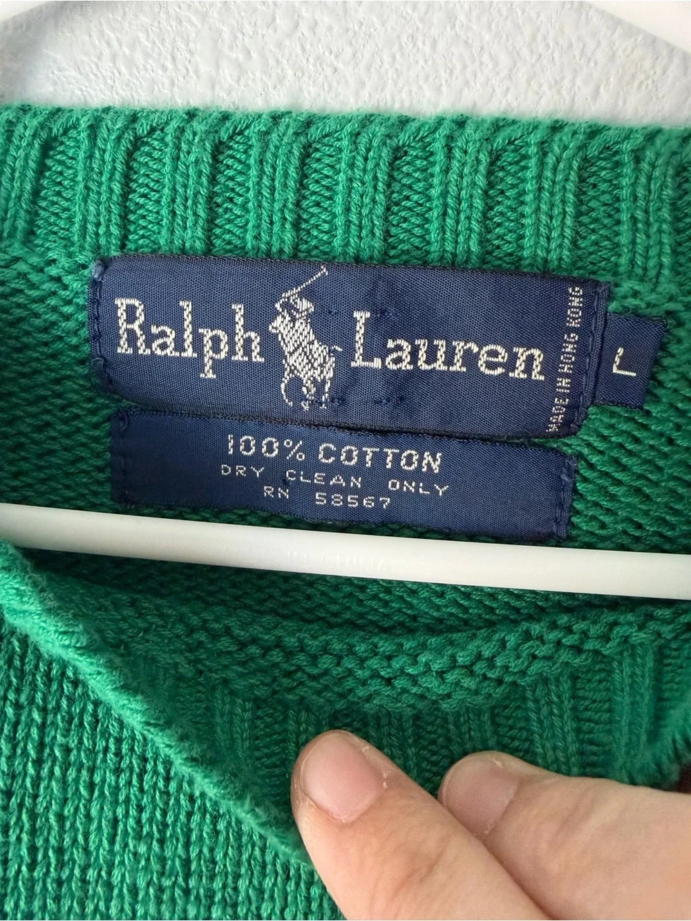 Ralph Lauren vintage green purple polo man long sleeve cotton sweater kids sz L